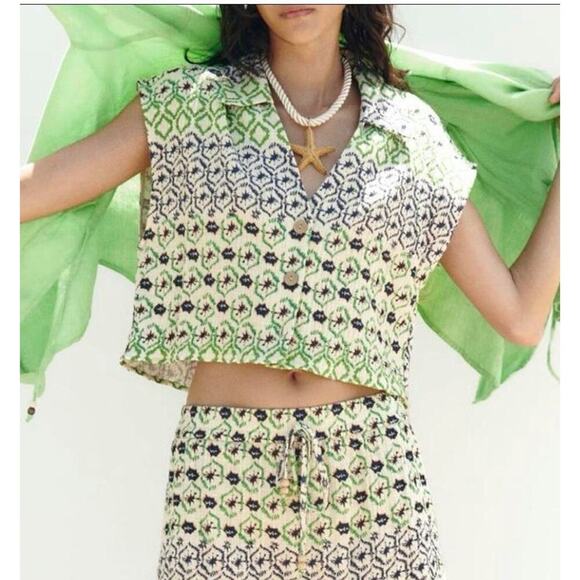 Zara Cropped Tank Top Woman’s Beach Vacation Linen Blend Size Extra Large - Picture 1 of 7